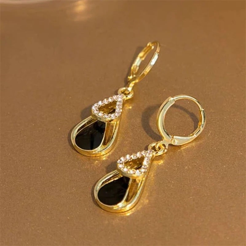 Trendy Double-Layer Water Drop Earrings Women Luxury Ear Jewelry