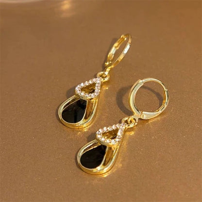 Trendy Double-Layer Water Drop Earrings Women Luxury Ear Jewelry