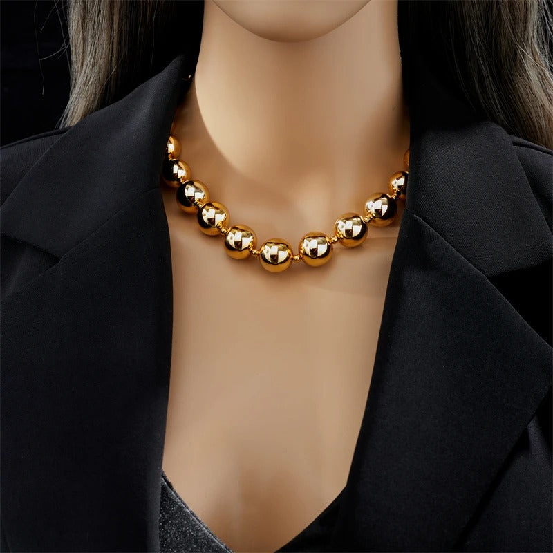 Trendy 316L Stainless Steel Ball Chain Choker Necklace Women