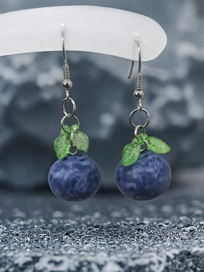 Fun Blueberry Earrings 1 Pair Women Daily or Vacation Outfits