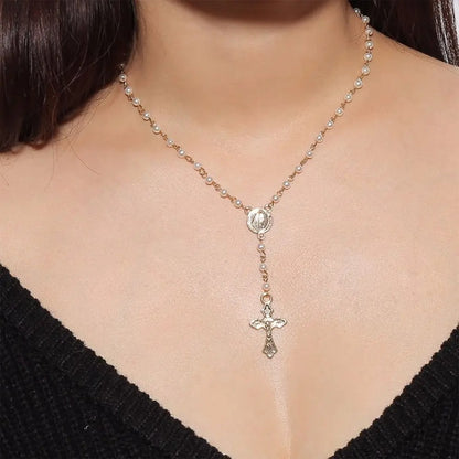 Rosary Coin Catholic Chokers Long Tassel Pendant Cross Jewelry Fashion Accessories Clavicle Chain Necklaces