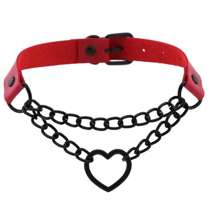 Vintage Heart Necklace Choker With Chain Goth Collar For Girls Grunge Punk Cute Accessories