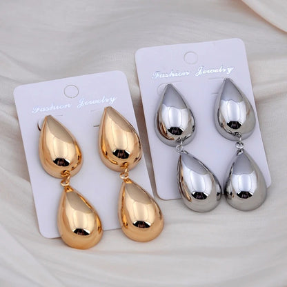 Chunky Water Droplet Dangle Earrings Vintage European Style