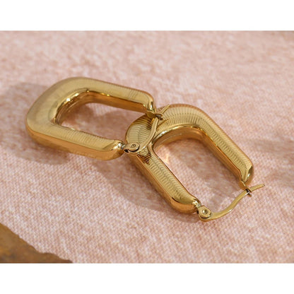 18K Gold Plated Geometric Hoop Earrings for Women