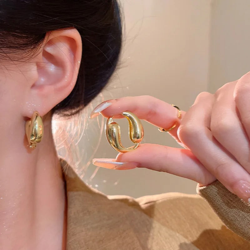 LATS Romantic French Light Luxury Hoop Earrings Women Fashion Jewelry