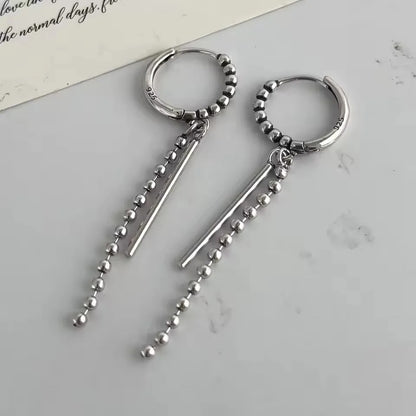 925 Sterling Silver Vintage Square Tassel Earrings for Women Party Jewelry