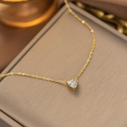 Punk Small CZ Zircon Heart Pendant Female Gold Color Stainless Steel Clavicle Choker Chain Necklace for Women Jewelry Gift 2025