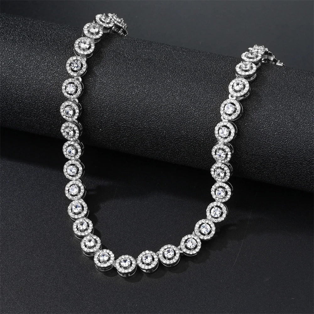 Fashion 9MM Iced Out Crystal Round Tennis Chain Necklace for Men Women Bling Full Cubic Zircon Necklaces Rapper Charm Jewelry