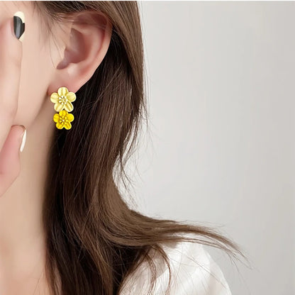 Elegant Coffee Flower Dangle Earrings Wedding Party Women