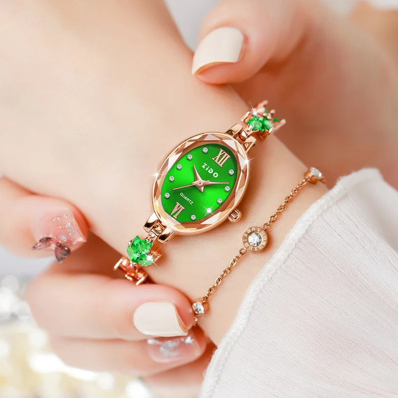 Women’s Luxury Diamond Inlaid Watch Waterproof Oval Quartz