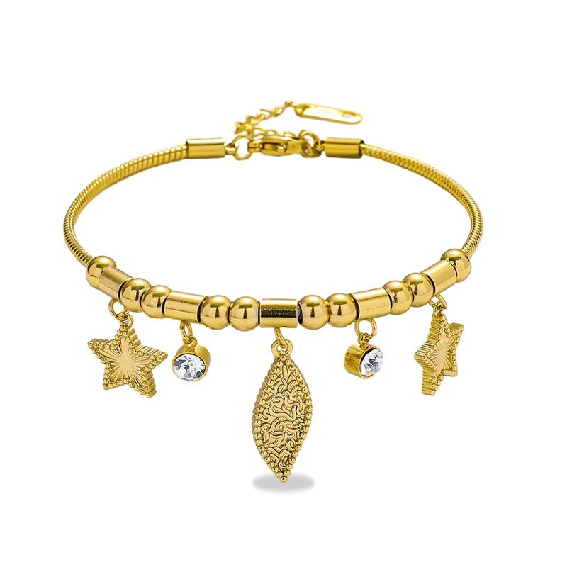 Statement Stainless Steel Jewelry New Fashion 3 Different Styles Zircon Flame Stars Charm Chain Bracelets For Women