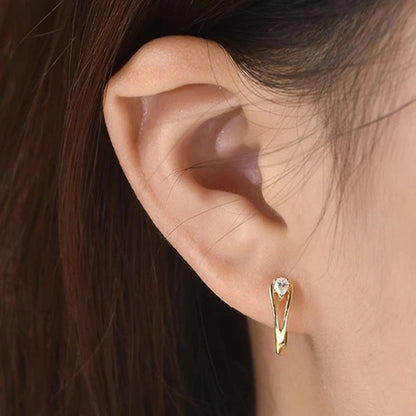 Chic Circle Hoop Earrings Women Gold Color Pear Cubic Zirconia Gift