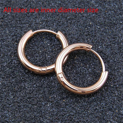 5pcs Set – Stainless Steel Circle Hoop Earrings for Women & Girls | Black, Gold, Silver Color
