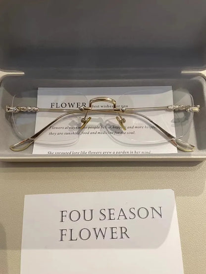 Square Rimless Anti Blue Light Glasses Unisex Silver Frame