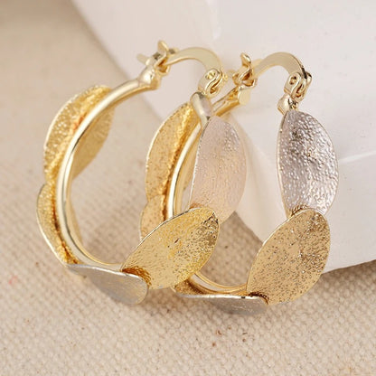 Exquisite Metal Oval Geometry Hoop Earrings Women Classic Jewelry