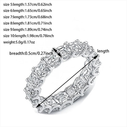 Luxury Pink Silver Color Aesthetic Wedding Band Eternity Ring for Women Gift Finger Lots Jewelry R4816