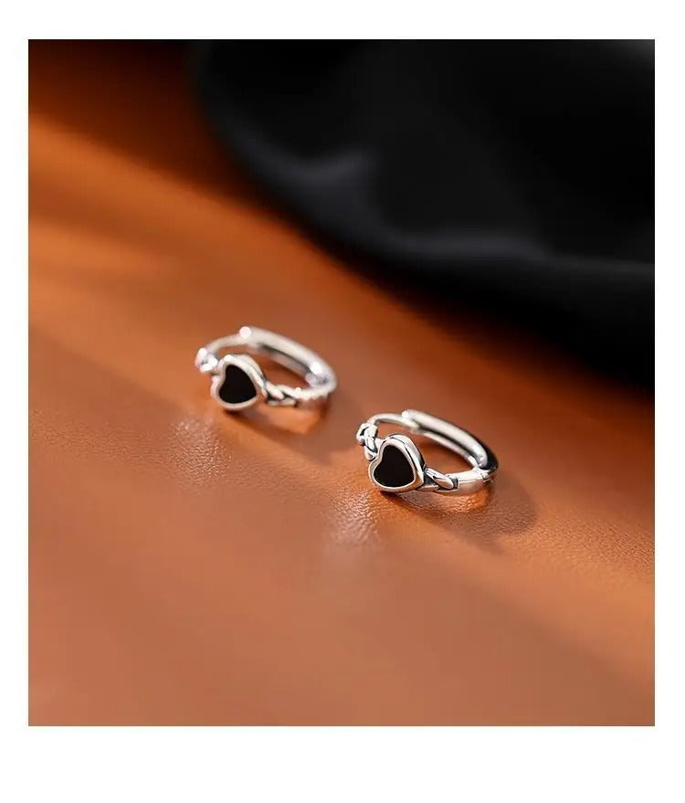 Black Heart Hoop Earrings for Women Wedding Jewelry Accessories