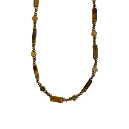 Layered Tiger Eye Stone Pendant Necklace For Women Stainless steel Double-Layer Collarbone Chain Sets Jewelry