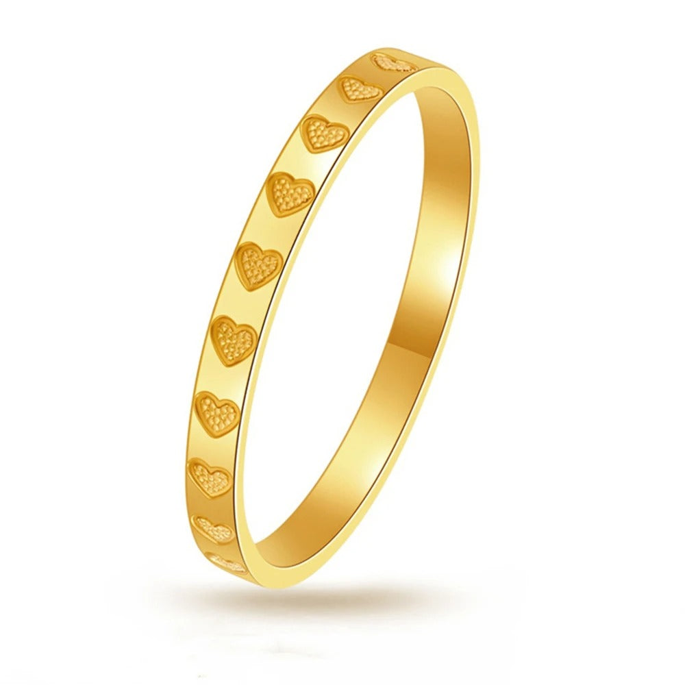Thin 2mm Heart Ring for Women Gold Finger Band Sizes 5–10