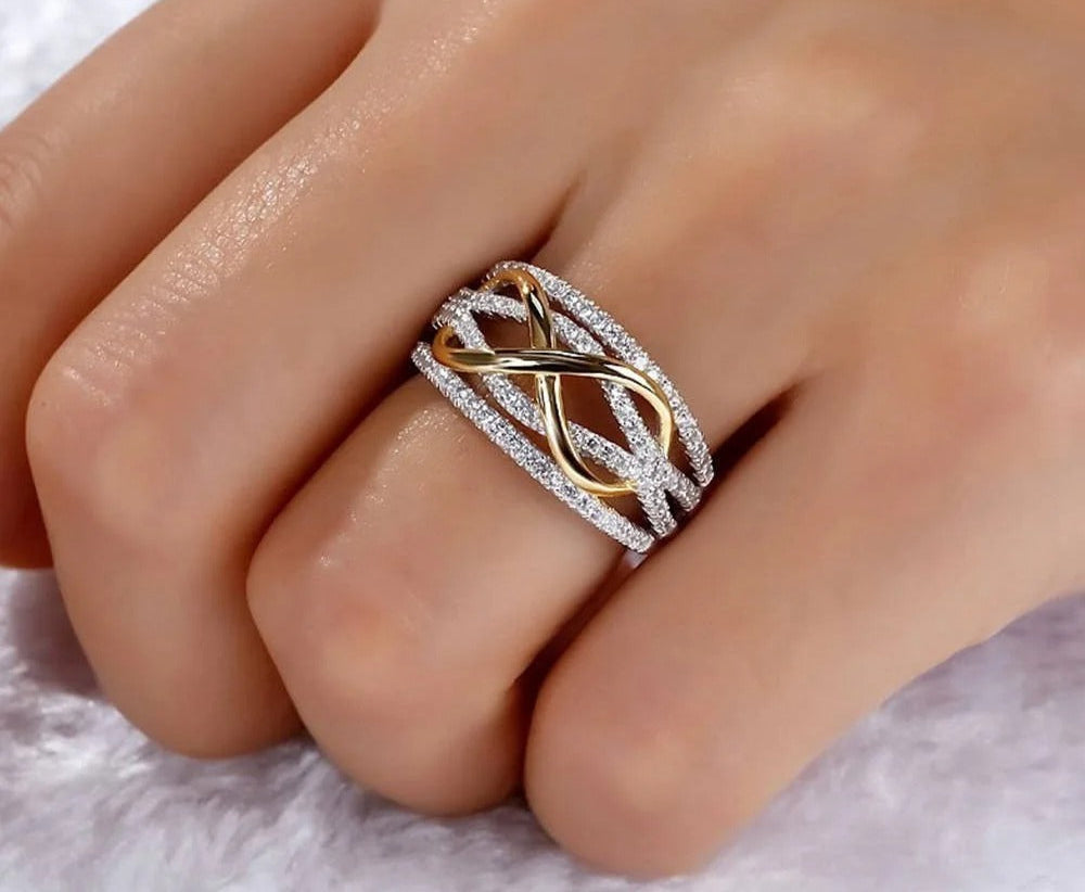 Infinity Love Ring Silver Color Shining Cubic Zircon Eternity Promise Jewelry for Woman Girlfriend