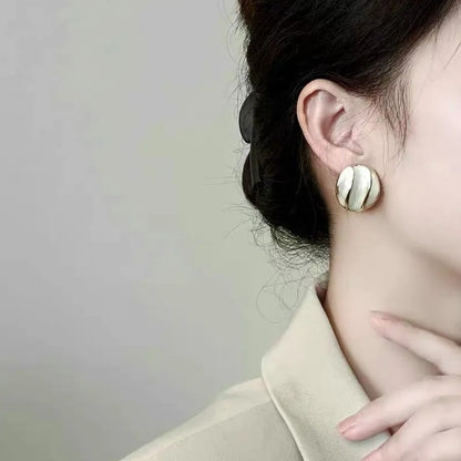 Vintage French Green White Earrings for Women Trendy Stud Jewelry