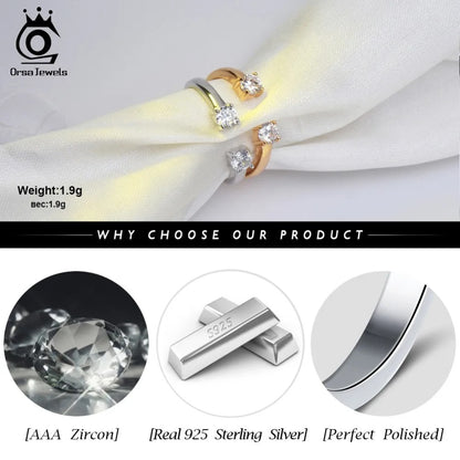 ORSA JEWELS 925 Silver Adjustable Ring AAA Zircon Jewelry Gift