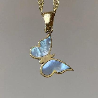 Trendy Stainless Steel Pendant Necklace Shell Inlay Exquisite Shinny Necklace for Women Waterproof Jewelry Gift