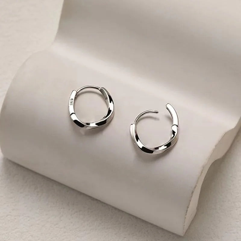 Simple Inlaid Round Stud Earrings Women Sterling Silver Gift