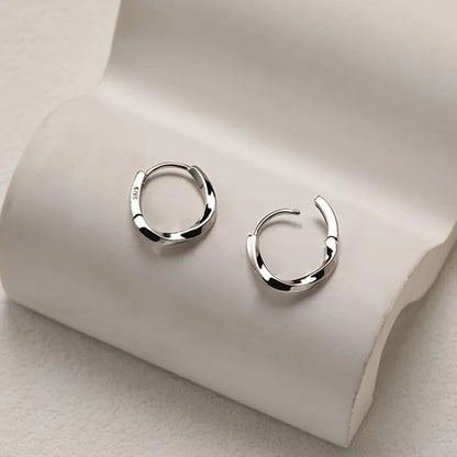Simple Inlaid Round Stud Earrings Women Sterling Silver Gift