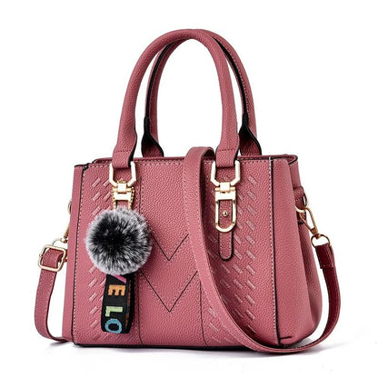 Women’s Fashion Shoulder Bag with Hairball Pendant