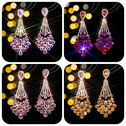 Luxury Glazed Rhinestone Dangle Earrings Women Colorful Crystal