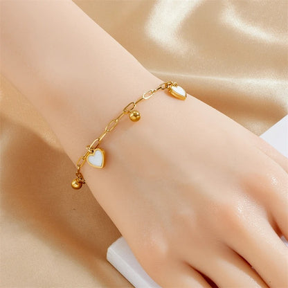 316L Stainless Steel Heart Double-Layer Bead Bracelet for Women