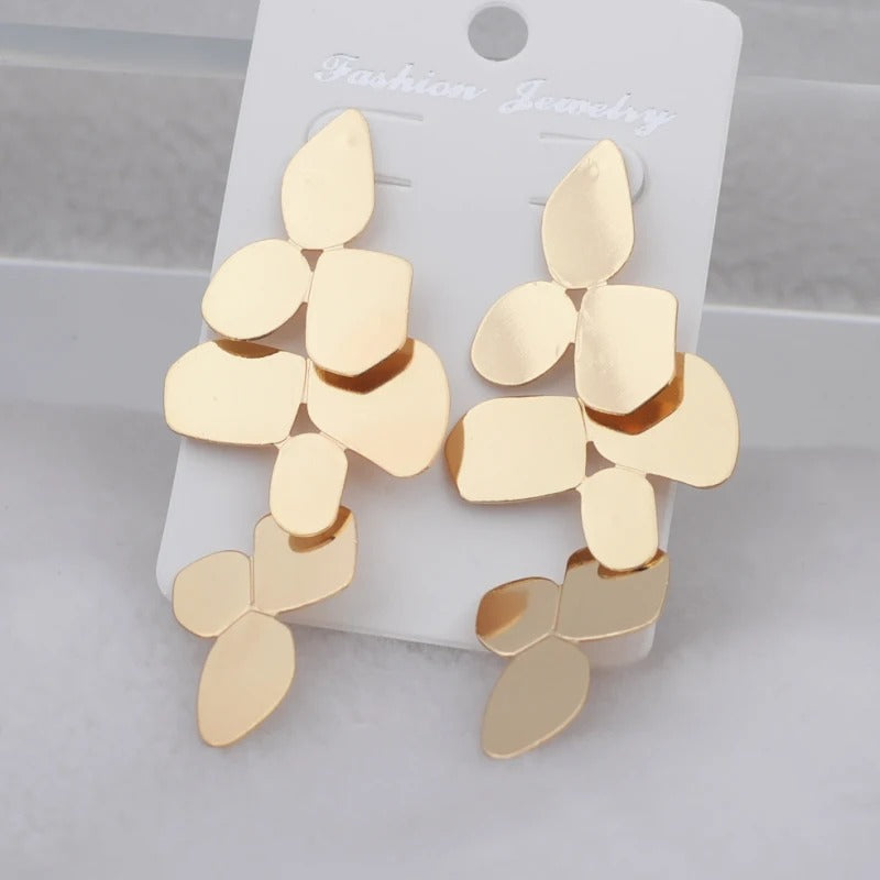 Long Multi-Layer Hanging Earrings Irregular Metal Drop Women