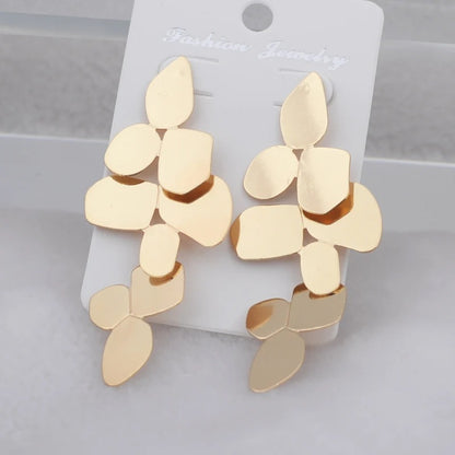 Long Multi-Layer Hanging Earrings Irregular Metal Drop Women