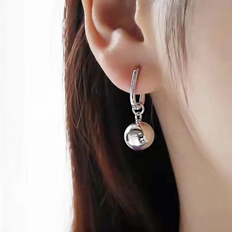 Silver Drop Earrings for Women Geometric Ball Party Jewelry