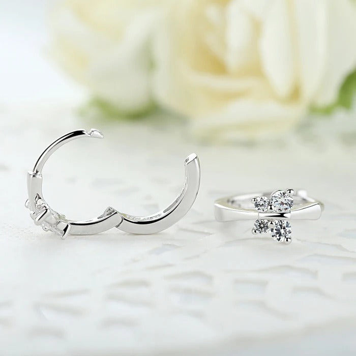 Baby Princess Silver Butterfly Zirconia Small Hoop Earrings Girls