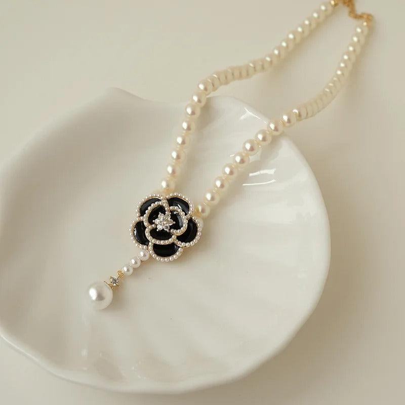 Luxury Pearl Camellia Necklace Women Summer Fashion Jewelry