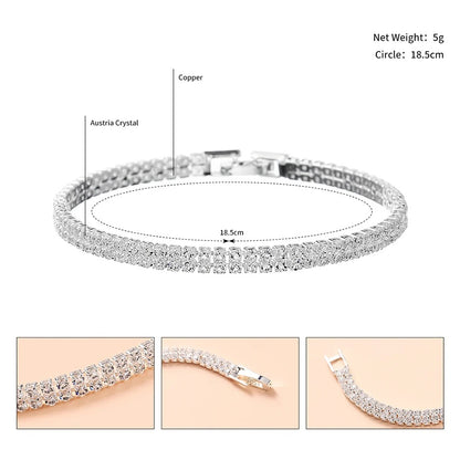 Miallo Austrian Crystal Chain Bracelet Slim Wedding Jewelry for Women