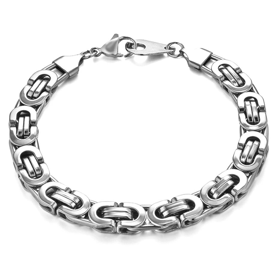 Stainless Steel Bracelet Men Wholesale Wristband 8mm Gold Color Male Hand Chain Link Bracelet Hip Hop Jewelry