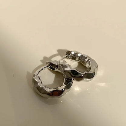 Trendy Retro Geometric Hoop Earrings Irregular Circle for Women