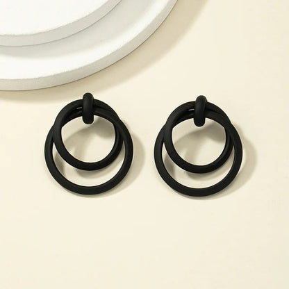 Women’s Big Smooth Circle Hoop Stud Earrings Simple Round Loop Jewelry