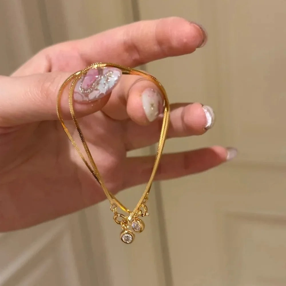Stainless Steel Zircon Blade Chain Bracelet Minimalist Women’s Jewelry