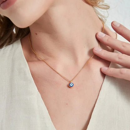 Gold Plated Necklace Pendant Eye of Evil Good Luck Minimalist Jewelry Gifts