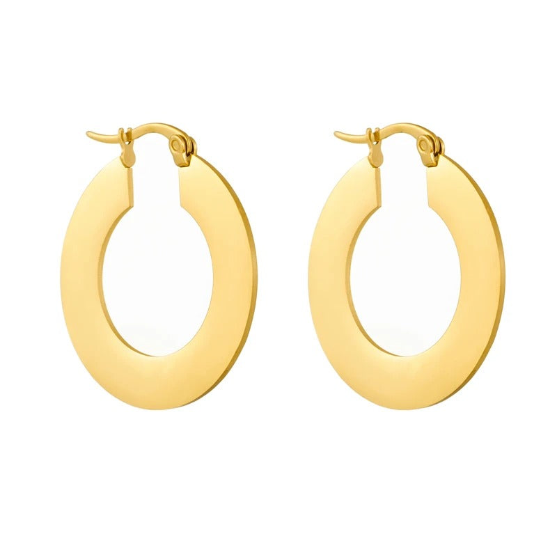 Stainless Steel Gold Hoop Earrings Non-Fading Women Jewelry