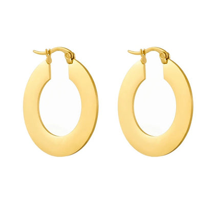 Stainless Steel Gold Hoop Earrings Non-Fading Women Jewelry