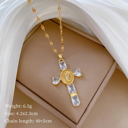 Classic Personalized Love Virgin Mary Micro-paved White Jewelry Necklace Gorgeous Stainless Steel