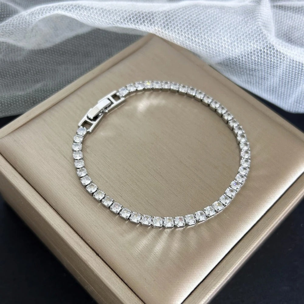 Stainless Steel Gold/ Silver Color Chain Tennis Bracelets for Women Wristband Luxury Jewelry Gifts