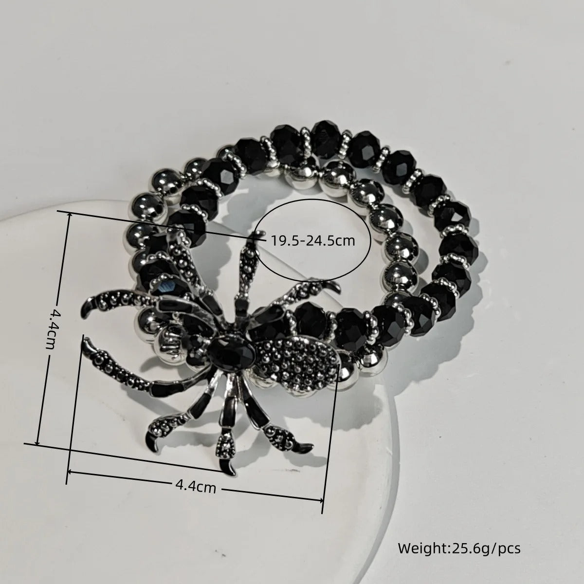 Gothic Black Spider Bead Bracelet Unisex Handmade Jewelry