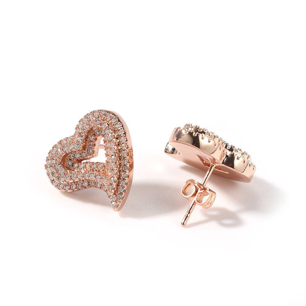 Heart Openwork Iced Out Cubic Zircon Earrings Minimalist Jewelry