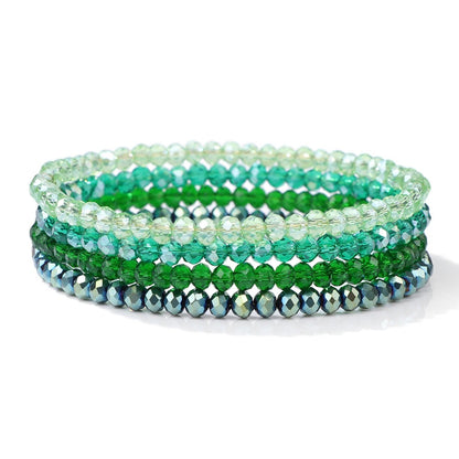 4Pcs/set Shinning Crystal Beads Elastic Bracelet Colorful Crystal Glass Beaded Bracelet Bangles Set For Women